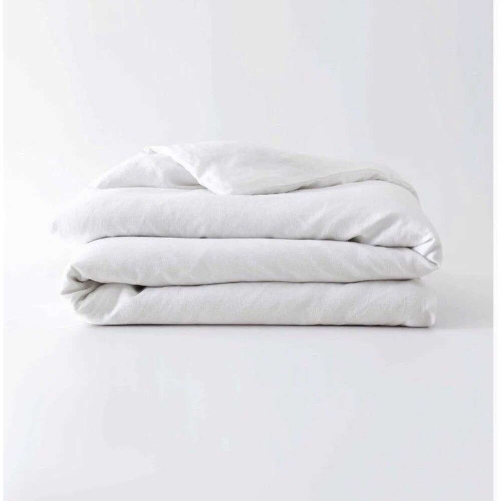 Baloo White French Linen Duvet Cover Designed for Weighted Blankets Twin